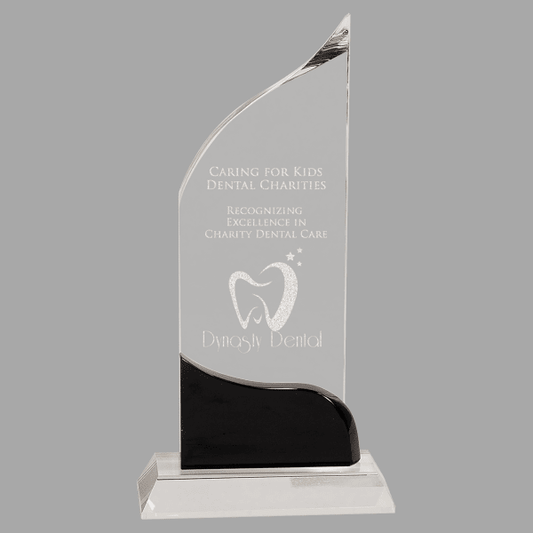 10" Crystal Wave with Black Accent Award – item CRY6218L