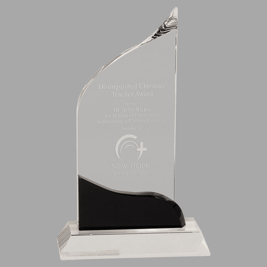 8.5" Crystal Wave with Black Accent Award – item CRY6218M