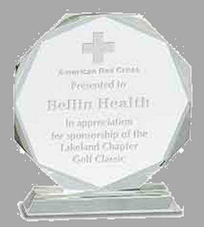 7.25" Clear Crystal Octagon on Pedestal Base Award – item CRY63