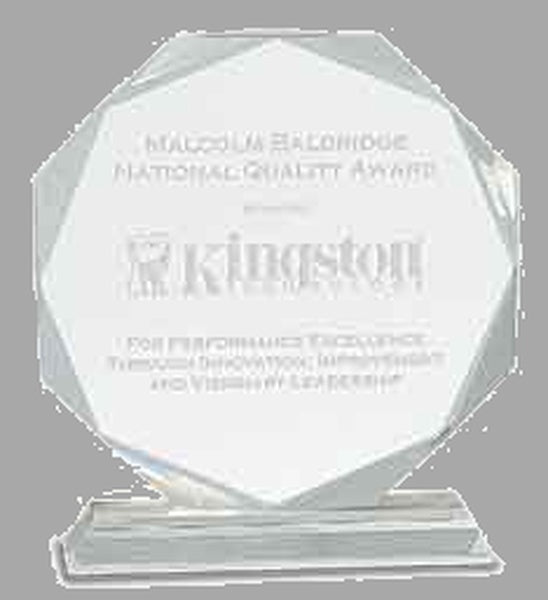8" Clear Crystal Octagon on Pedestal Base Award – item CRY64