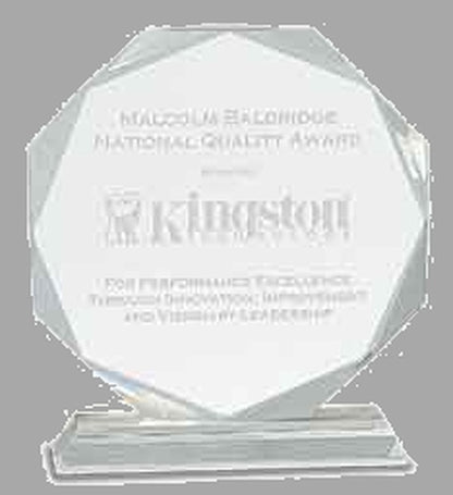 8" Clear Crystal Octagon on Pedestal Base Award – item CRY64