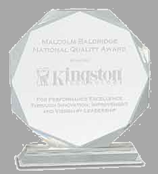 8" Clear Crystal Octagon on Pedestal Base Award – item CRY64