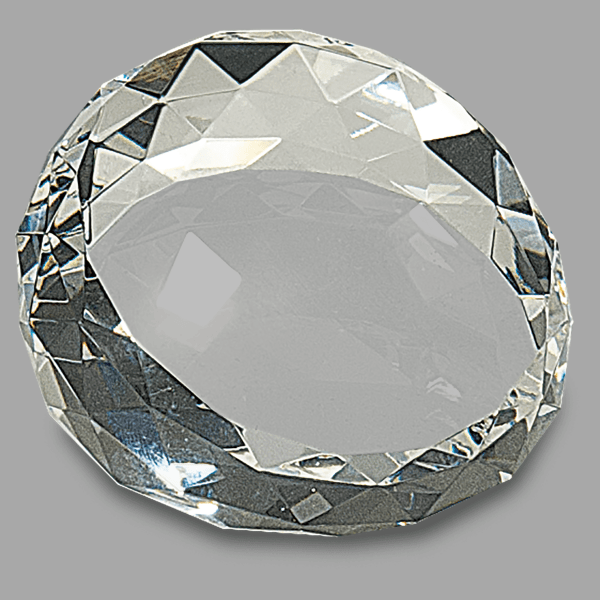 2.5" x 1.75" Clear Round Crystal Facet Paperweight – item CRY65 image 2