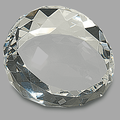 2.5" x 1.75" Clear Round Crystal Facet Paperweight – item CRY65 image 2
