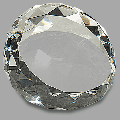 3.5" x 2" Clear Round Crystal Facet Paperweight – item CRY66 image 2