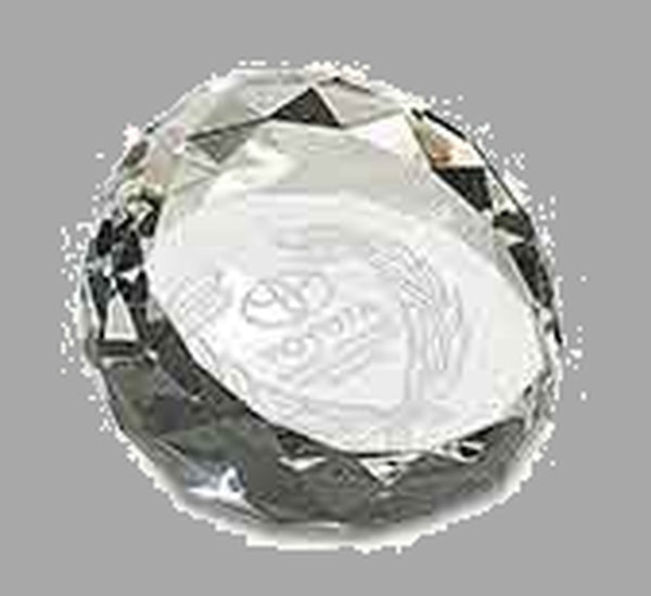 3.5" x 2" Clear Round Crystal Facet Paperweight – item CRY66