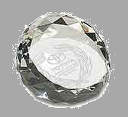 3.5" x 2" Clear Round Crystal Facet Paperweight – item CRY66