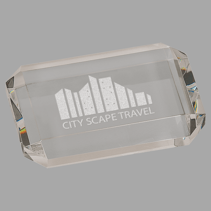 4" x 2.75" Crystal Rect. Paperweight w/ Clipped Corners – item CRY6612 image 2