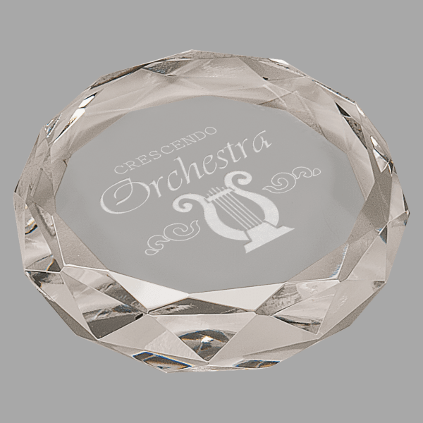 3" Clear Round Crystal Paperweight – item CRY6613 image 2