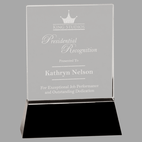 8" Crystal Rectangle Wedge with Black Base Award – item CRY6901S