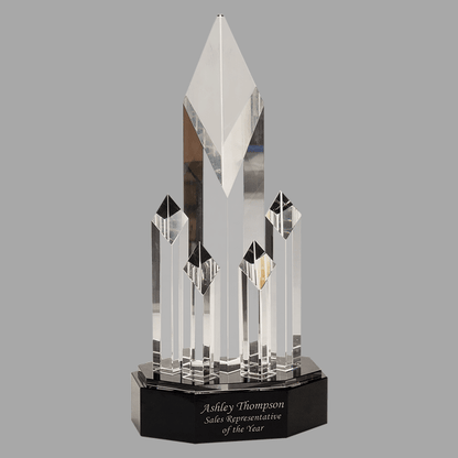 11" Clear Crystal 5 Rising Diamonds on Black Award – item CRY6924M image 2