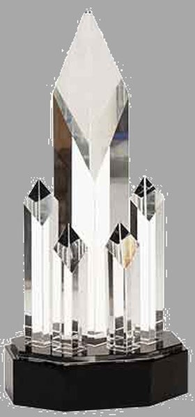 11" Clear Crystal 5 Rising Diamonds on Black Award – item CRY6924M