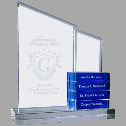 8" x 9" 4 Crystal Perpetual Standup Plaque w/ Blue – item CRY7022BU image 4