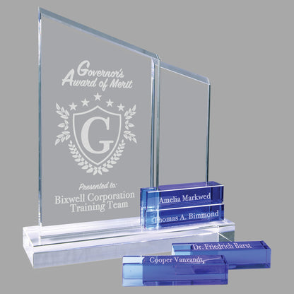 8" x 9" 4 Crystal Perpetual Standup Plaque w/ Blue – item CRY7022BU image 3