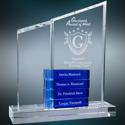 8" x 9" 4 Crystal Perpetual Standup Plaque w/ Blue – item CRY7022BU image 6