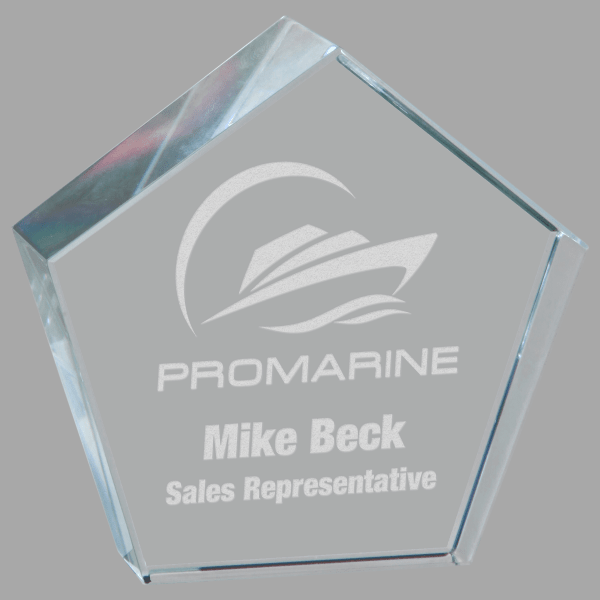3" X 3 Crystal Pentgon Paperweight Award – item CRY7131