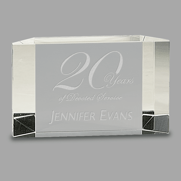 5" X 3 Crystal Facet Block Award – item CRY76