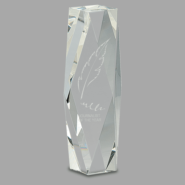 8" Clear Crystal Facet Tower Award – item CRY88 image 2
