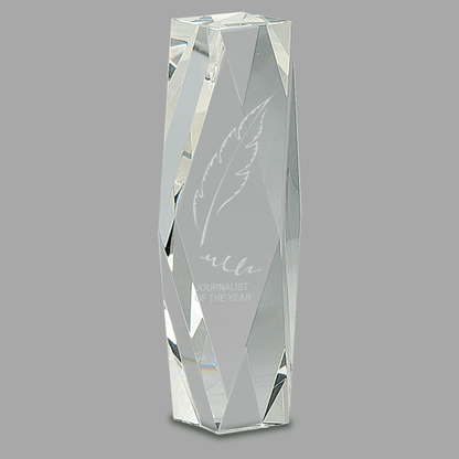 8" Clear Crystal Facet Tower Award – item CRY88 image 2