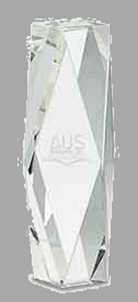 8" Clear Crystal Facet Tower Award – item CRY88