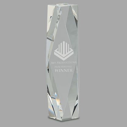 10" Clear Crystal Facet Tower Award – item CRY89 image 2