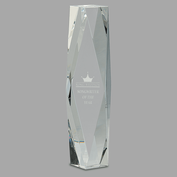 12" Clear Crystal Facet Tower Award – item CRY90 image 2