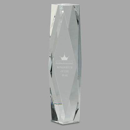 12" Clear Crystal Facet Tower Award – item CRY90 image 2