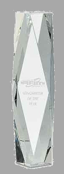 12" Clear Crystal Facet Tower Award – item CRY90