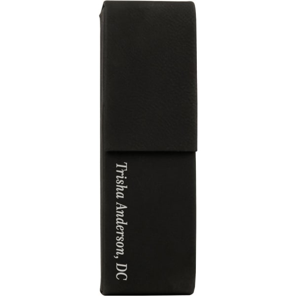 6.5" x 2" Black/Silver Leatherette Pen Case – item CS119 image 2