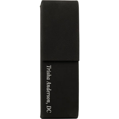 6.5" x 2" Black/Silver Leatherette Pen Case – item CS119 image 2