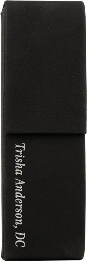6.5" x 2" Black/Silver Leatherette Pen Case – item CS119