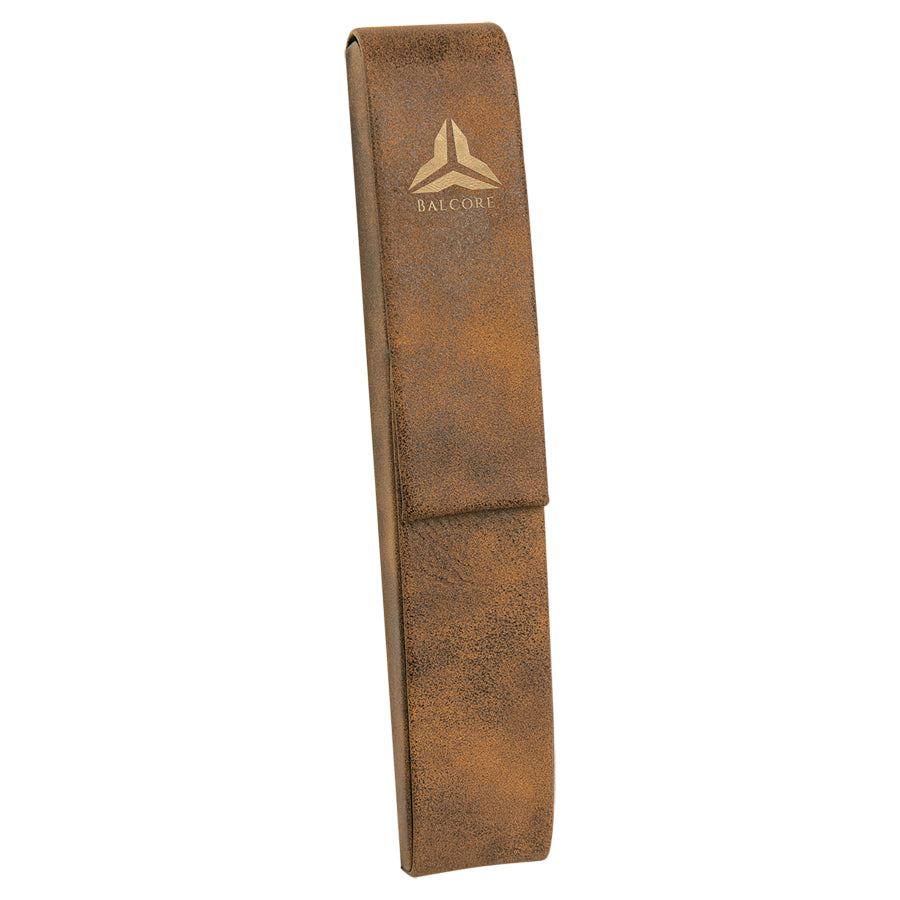 6.5" x 1" Rustic/Gold Leatherette Pen Case – item CS130