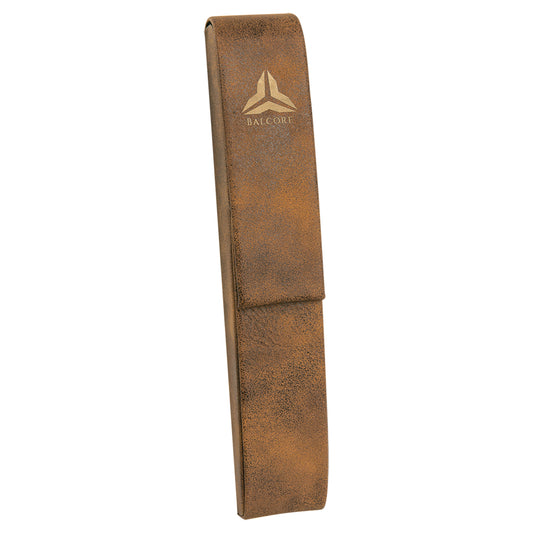6.5" x 1" Rustic/Gold Leatherette Pen Case – item CS130