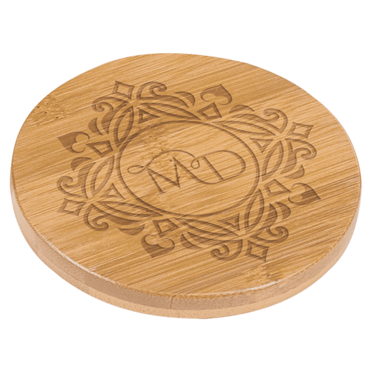3.5" Round Bamboo Coaster – item CST16
