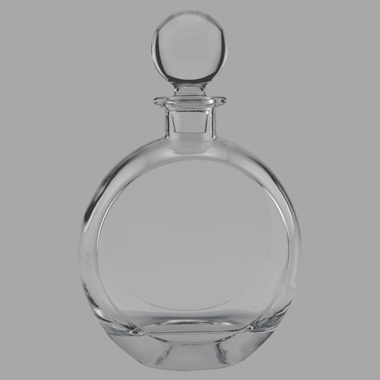 750 mL Flat Round Glass Decanter – item DC302S