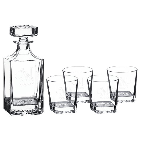 750ml Square Glass Decanter Set with Four DG301 11 oz. – item DCS301
