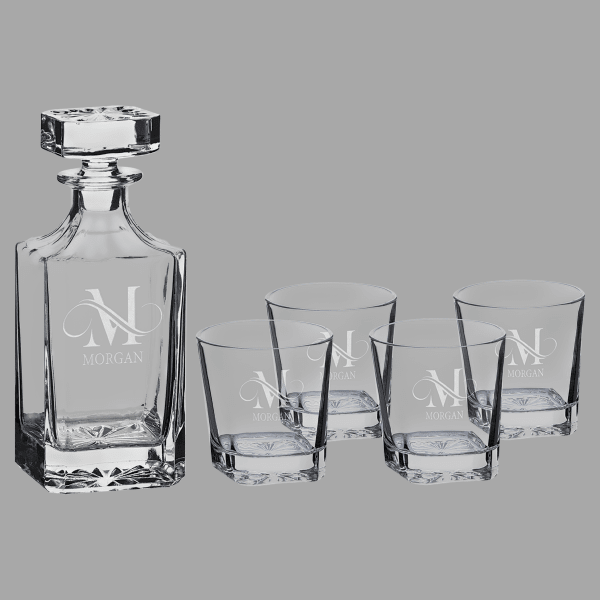 750 mL Square Decanter & 4 11 oz. Square Rocks Glasses Set – item DCS301S