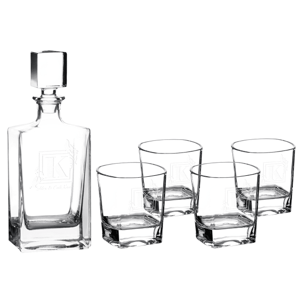 810ml Rectangle Glass Decanter Set with Four DG351 8 oz. – item DCS351