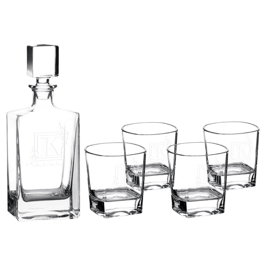 810ml Rectangle Glass Decanter Set with Four DG351 8 oz. – item DCS351