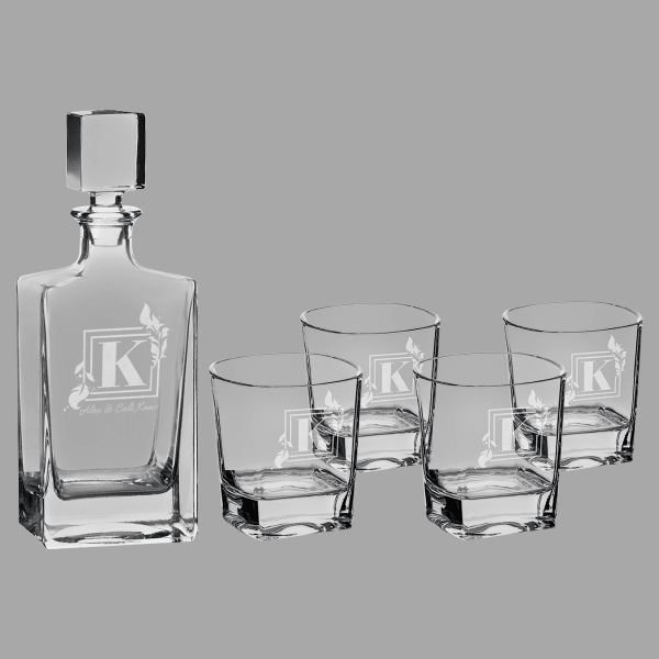 810 mL Rectangle Decanter & 4 8 oz. Rectangle Rocks – item DCS351S