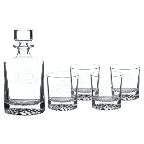 850ml Round Glass Decanter Set with Four DG401 9 oz. – item DCS401