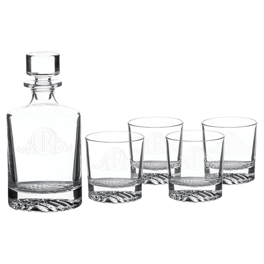 850ml Round Glass Decanter Set with Four DG401 9 oz. – item DCS401