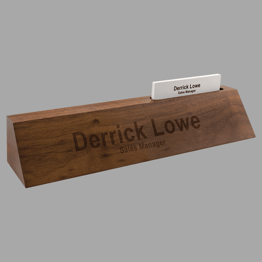 Genuine Walnut Desk Wedge with Card Holder – item DS20