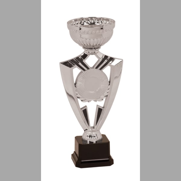 9.625" Silver Ribbon Holder Easy Cup Trophy – item EC201S