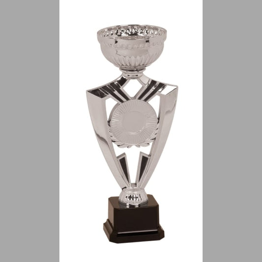 9.625" Silver Ribbon Holder Easy Cup Trophy – item EC201S