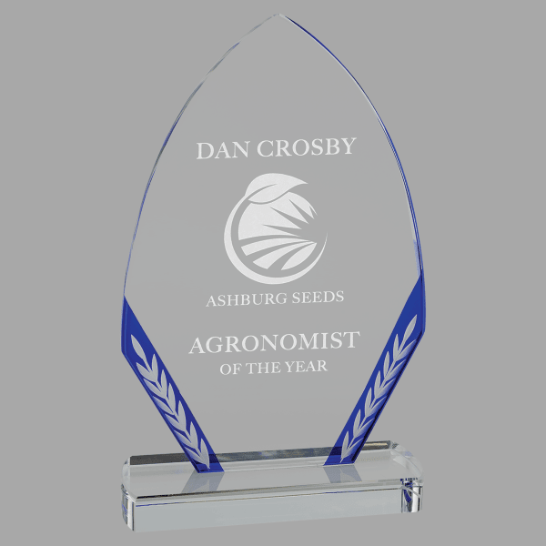 9.5" Blue Diamond Edge Glass Award – item EDG11