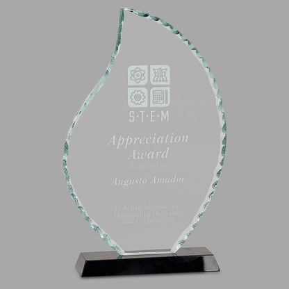 8.5" Flame Facet Glass on Black Base Award – item FC11 image 3