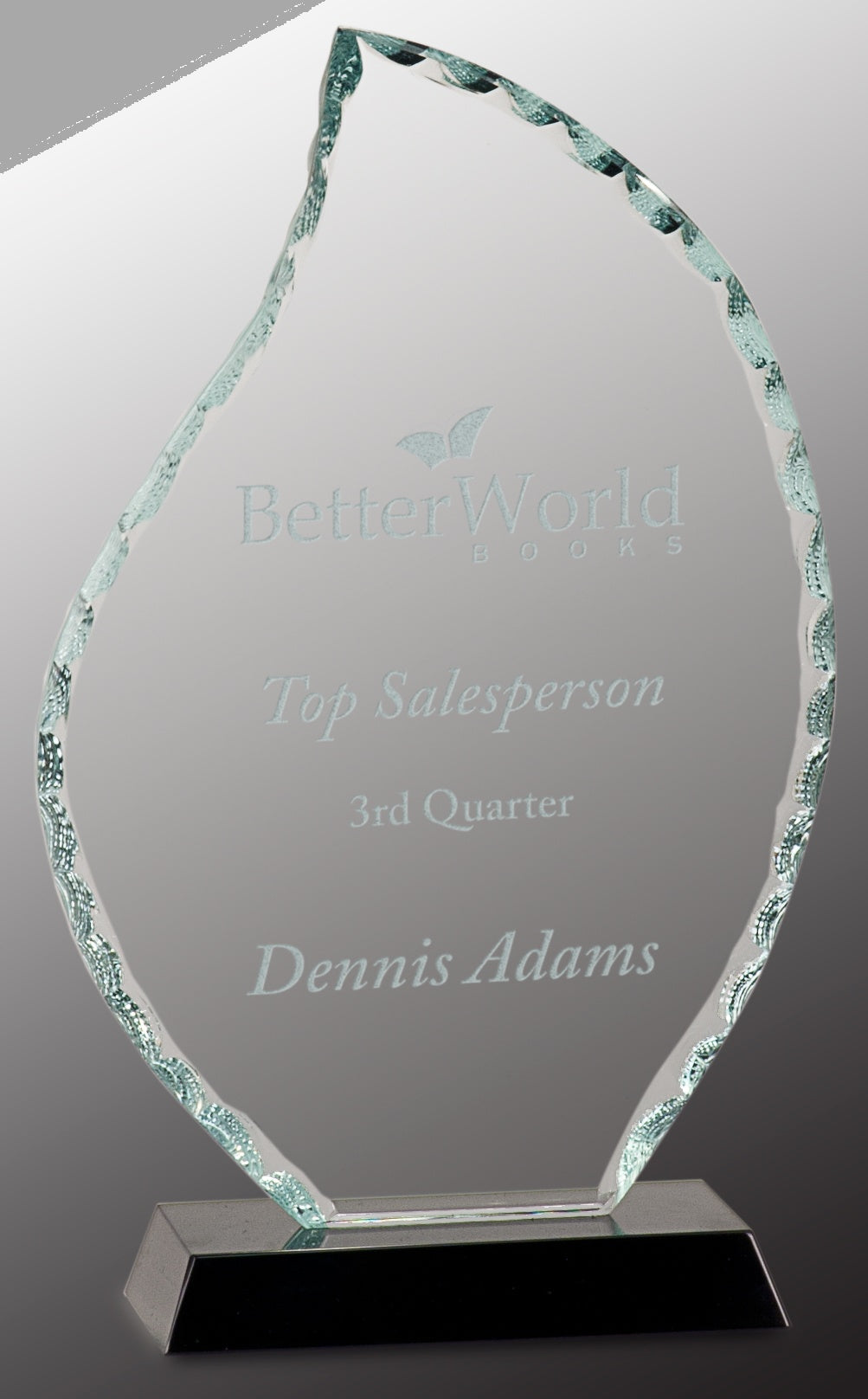8.5" Flame Facet Glass on Black Base Award – item FC11 image 2