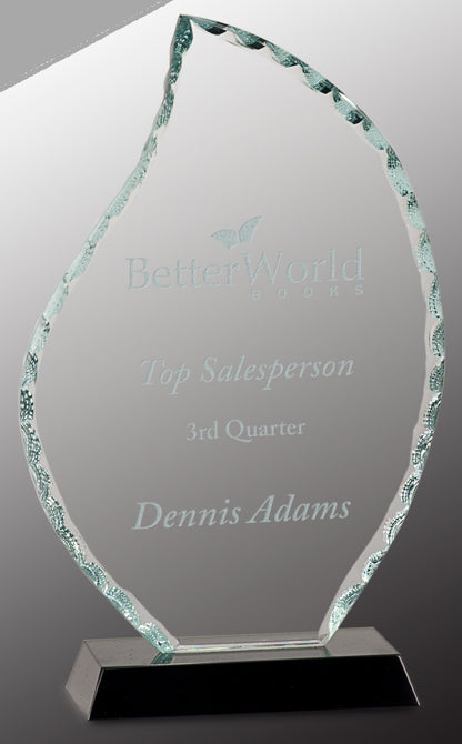 8.5" Flame Facet Glass on Black Base Award – item FC11 image 2