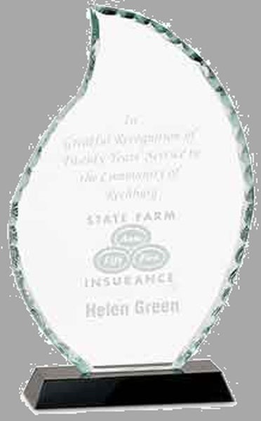 9.5" Flame Facet Glass on Black Base Award – item FC12